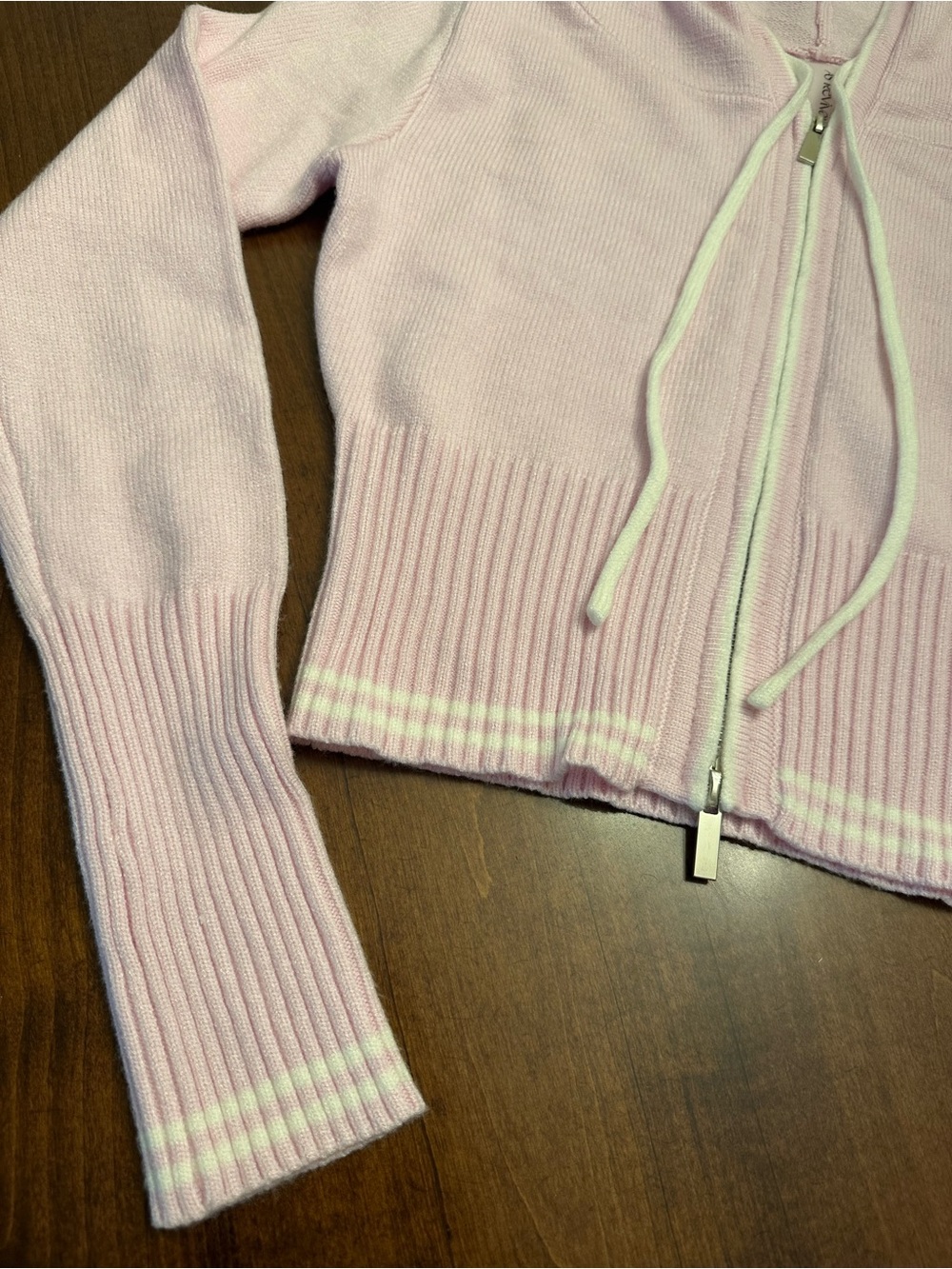 AS Revival Women’s Pink Cropped Zip-Up Hoodie - Soft Knit - Picture 2 of 7